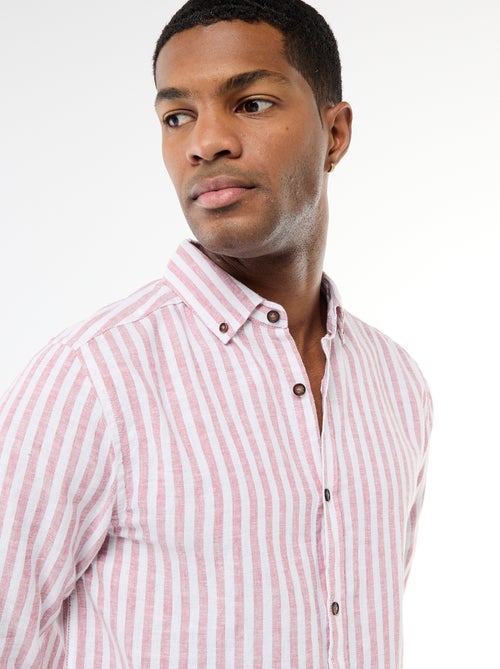 Gestreept overhemd van linnen en katoen - Kiabi