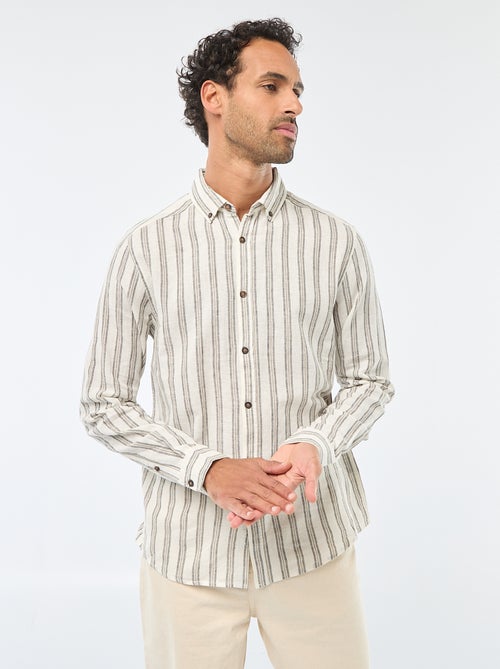 Gestreept overhemd van linnen en katoen - Kiabi