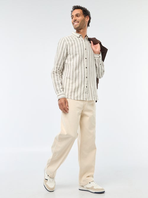 Gestreept overhemd van linnen en katoen - Kiabi