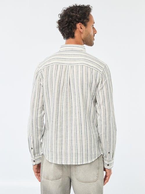 Gestreept overhemd van linnen en katoen - Kiabi