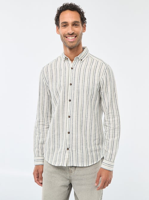 Gestreept overhemd van linnen en katoen - Kiabi