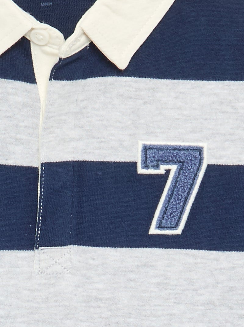 Gestreept poloshirt met contrastkraag Blauw - Kiabi