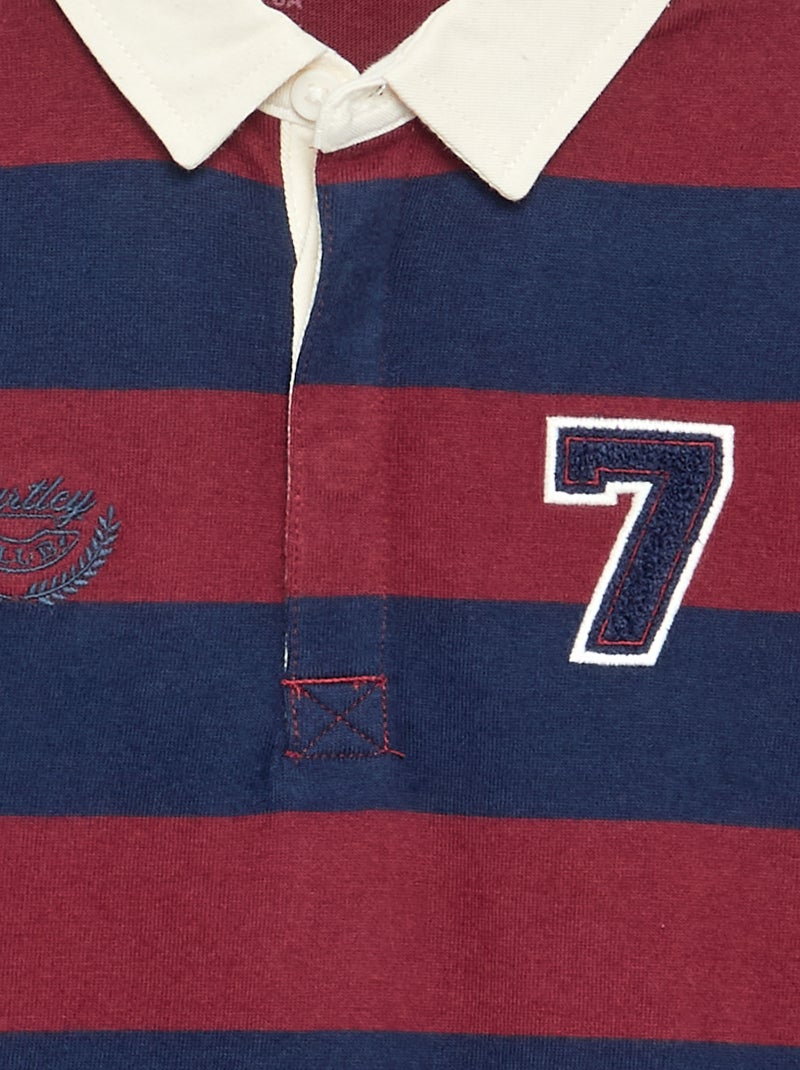 Gestreept poloshirt met contrastkraag Rood - Kiabi