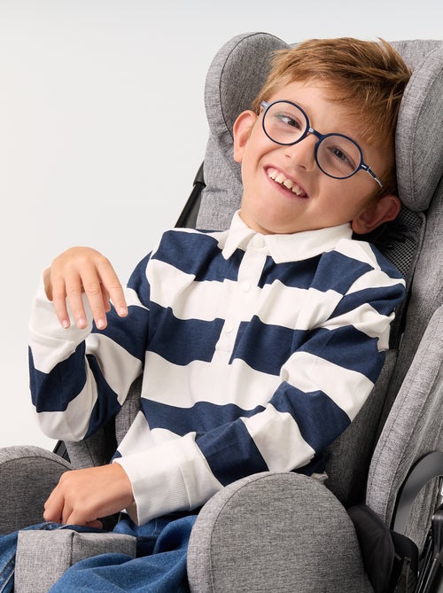 Gestreept poloshirt met lange mouwen - gemakkelijk aan te trekken collectie - Kiabi Gestreept poloshirt met lange mouwen - gemakkelijk aan te trekken collectie - Kiabi