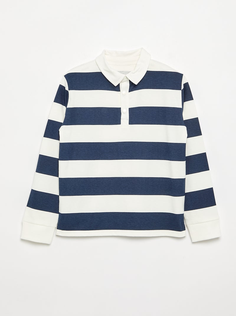 Gestreept poloshirt met lange mouwen - gemakkelijk aan te trekken collectie Blauw - Kiabi