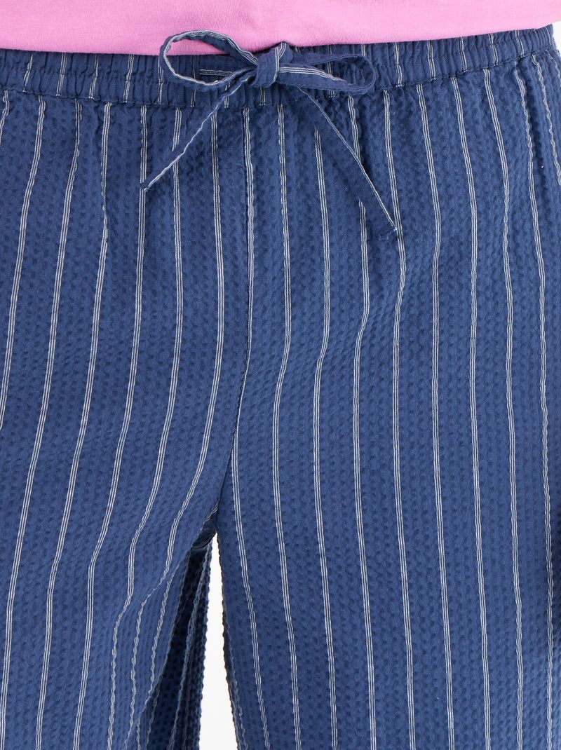 Gestreept seersucker bermuda Blauw - Kiabi