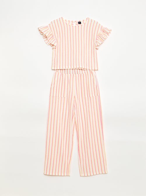 Gestreept set T-shirt + broek - 2-delig - Kiabi