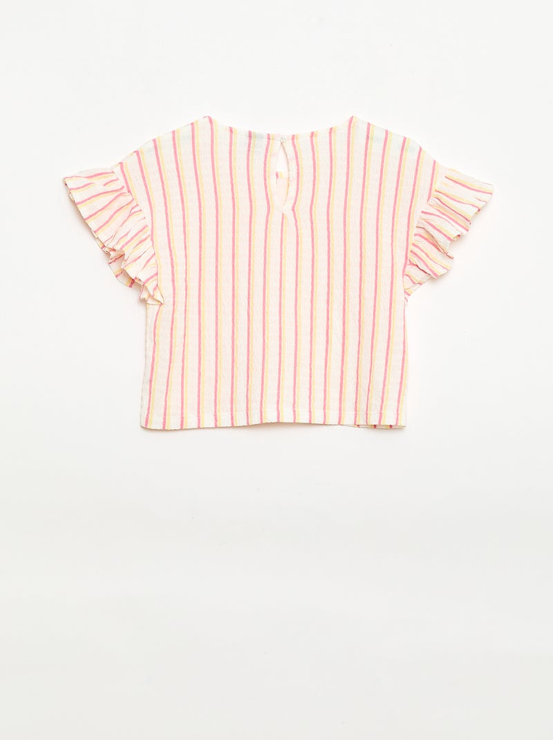 Gestreept set T-shirt + broek - 2-delig Biege - Kiabi