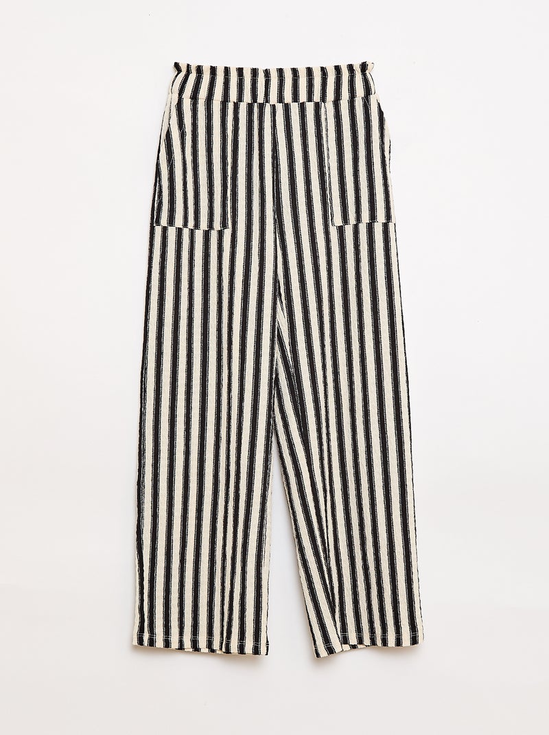 Gestreept set T-shirt + broek - 2-delig Zwart - Kiabi
