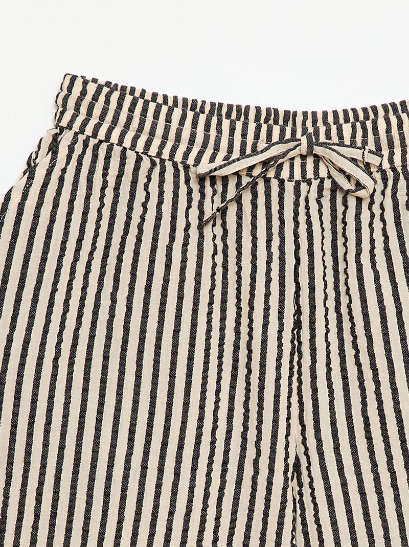 Gestreept short met trekkoordjes Biege - Kiabi