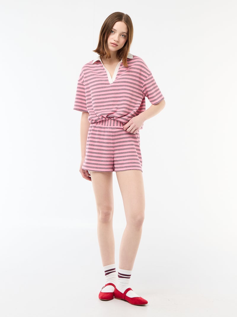 Gestreept short van badstof Rose - Kiabi