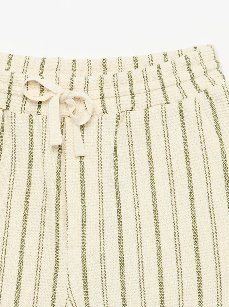 Gestreept short van jerseytricot Beige - Kiabi