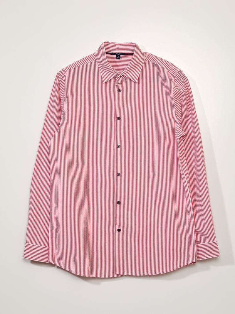 Gestreept, slim-fit overhemd ROOD - Kiabi