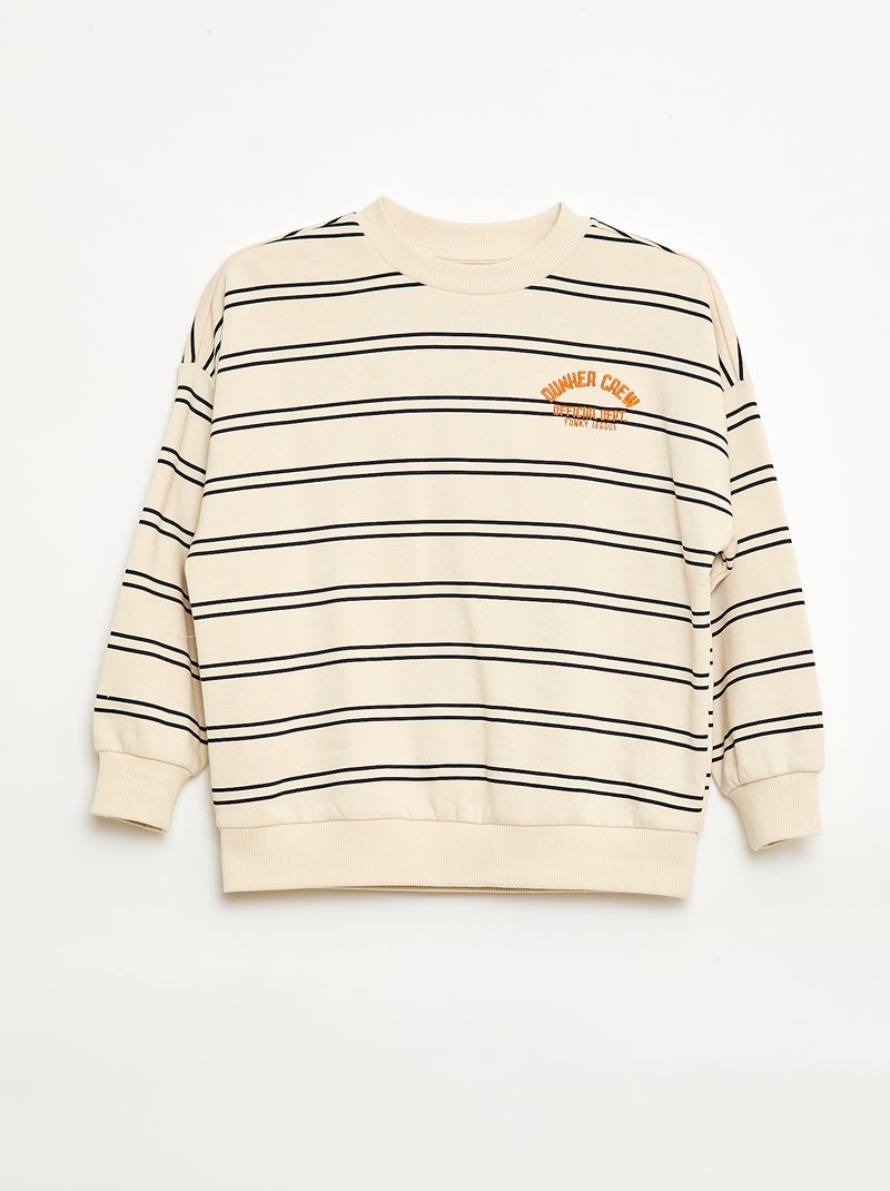 Gestreept sweatshirt met ronde hals Wit - Kiabi