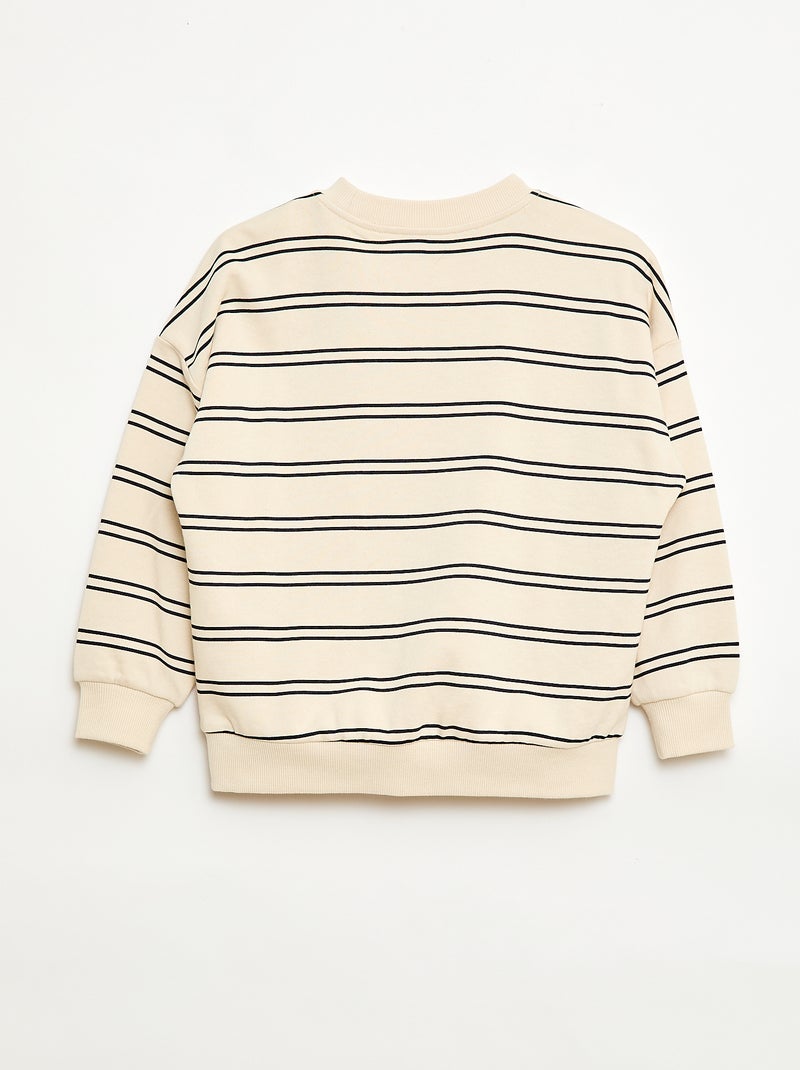 Gestreept sweatshirt met ronde hals Wit - Kiabi