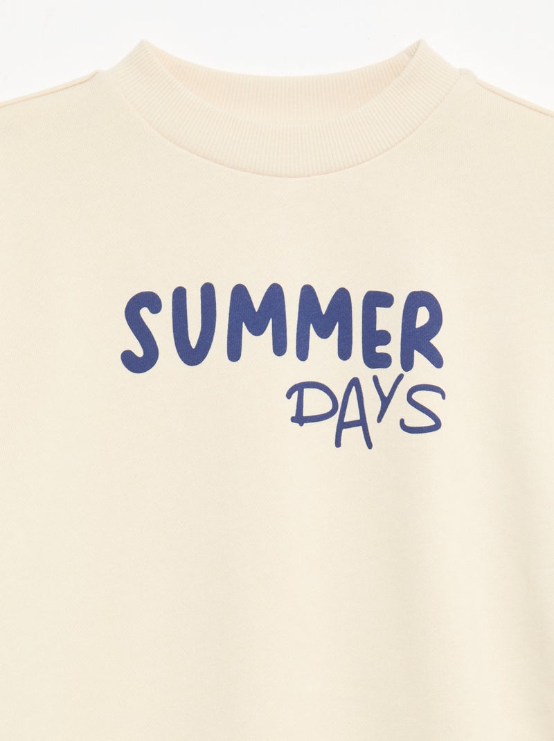 Gestreept sweatshirt met ronde hals Wit - Kiabi