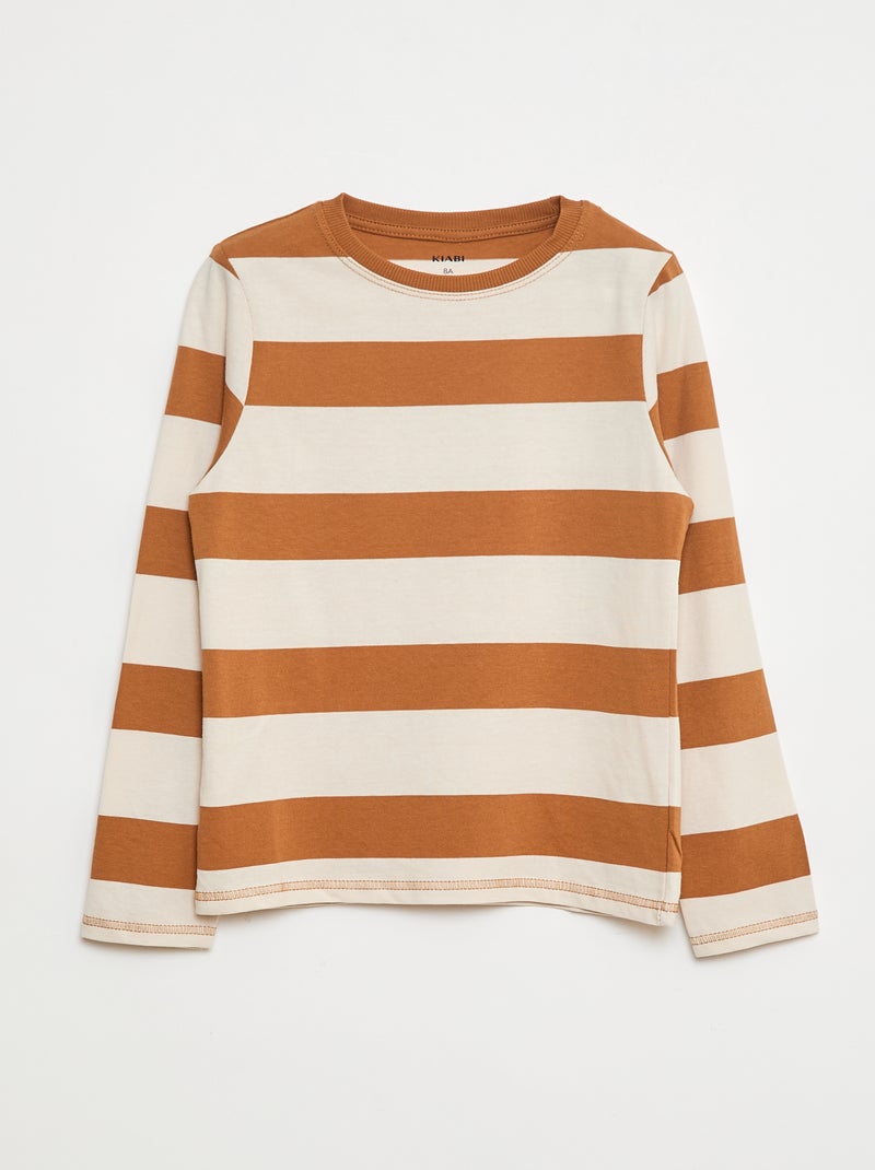 Gestreept T-shirt Biege - Kiabi