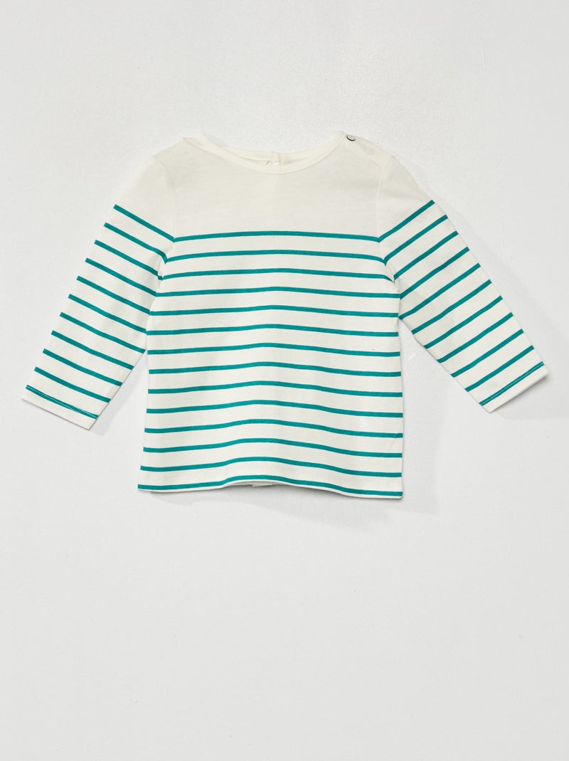 Gestreept T-shirt groen gestreept - Kiabi