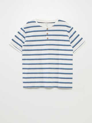 Gestreept T-shirt met henleykraag