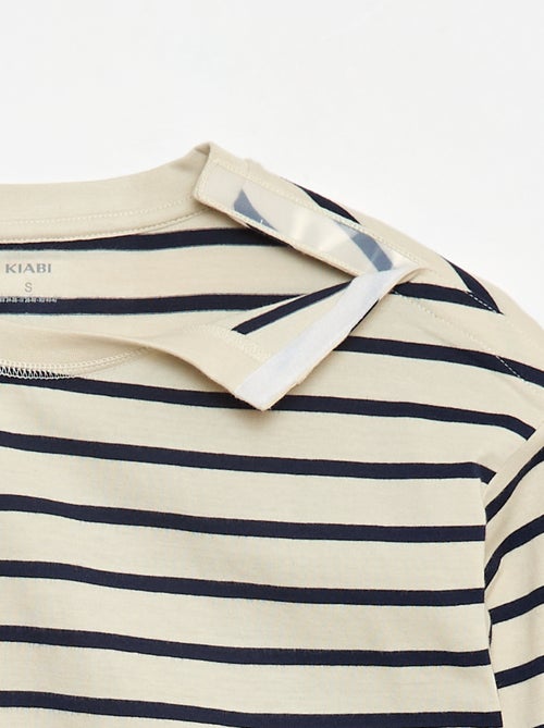 Gestreept T-shirt met klittenbandsluiting op de schouder - makkelijk aan te trekken collectie - Kiabi