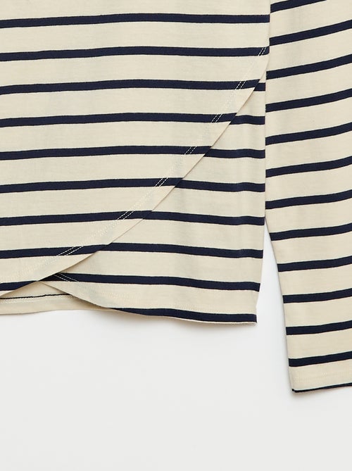 Gestreept T-shirt met klittenbandsluiting op de schouder - makkelijk aan te trekken collectie - Kiabi