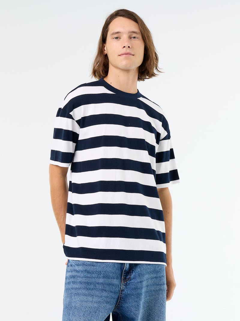 Gestreept T-shirt met korte mouwen Blauw - Kiabi
