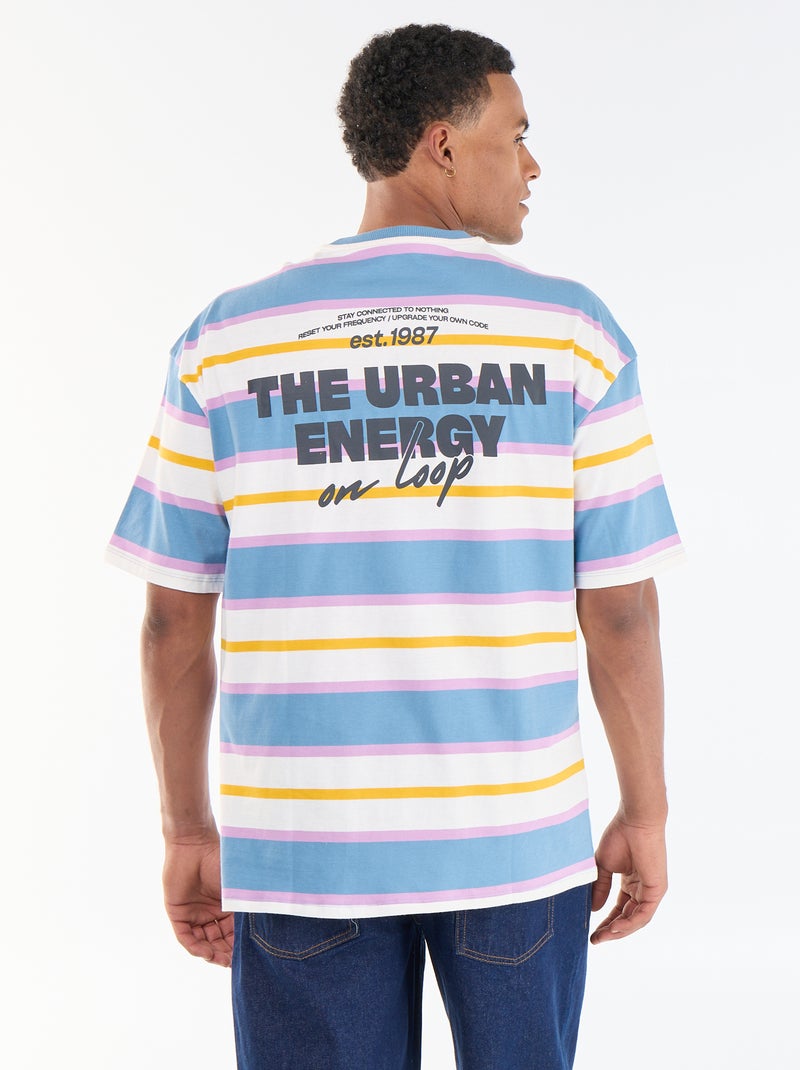Gestreept T-shirt met korte mouwen Blauw - Kiabi