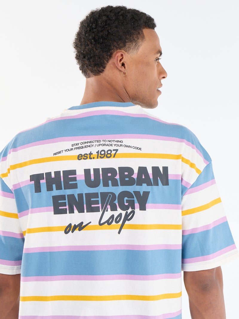 Gestreept T-shirt met korte mouwen Blauw - Kiabi