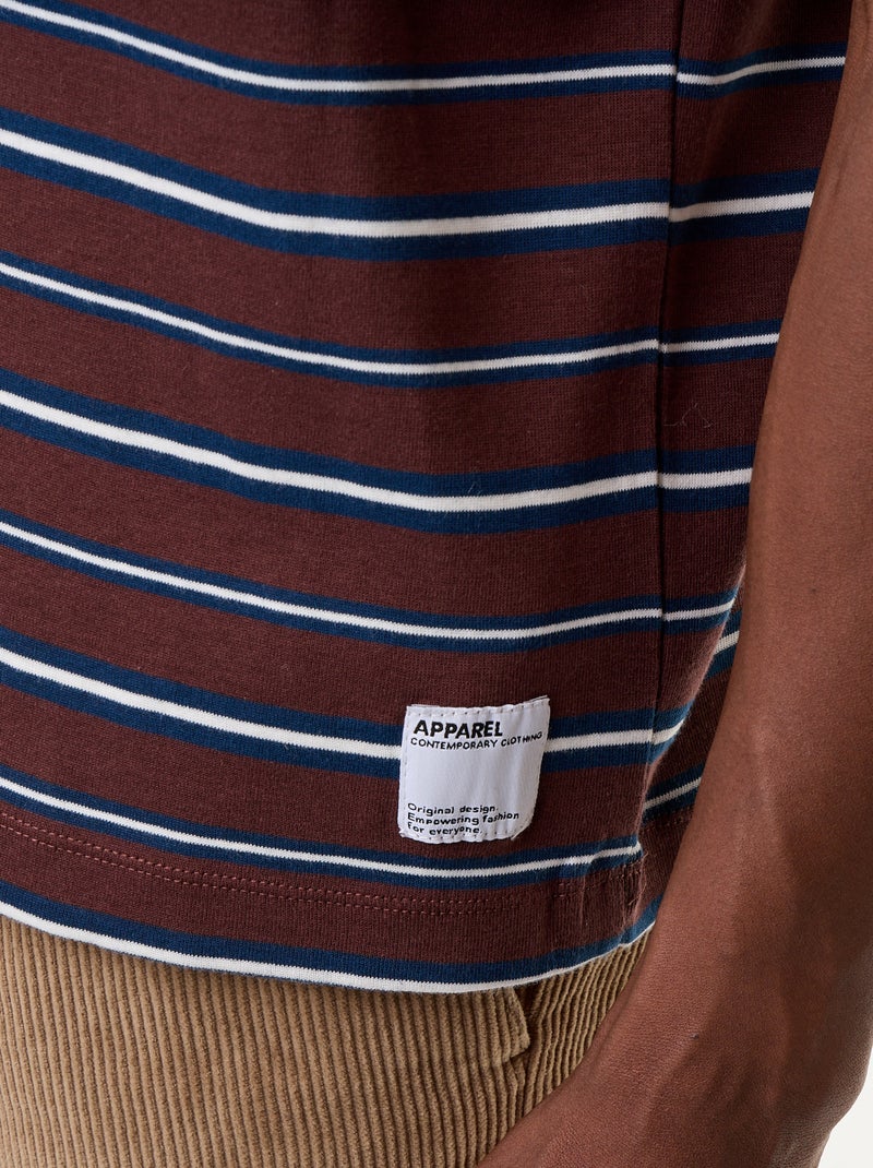 Gestreept T-shirt met korte mouwen Bruin - Kiabi