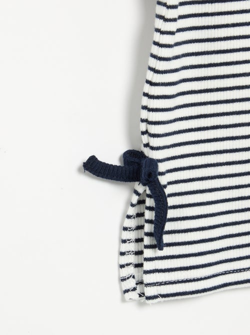 Gestreept T-shirt met korte mouwen en strikjes - Kiabi