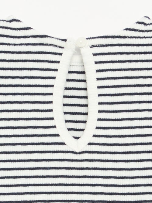 Gestreept T-shirt met korte mouwen en strikjes - Kiabi