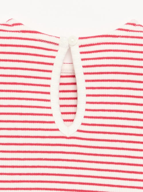 Gestreept T-shirt met korte mouwen en strikjes - Kiabi