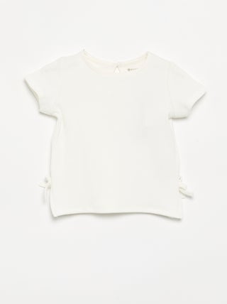 Gestreept T-shirt met korte mouwen en strikjes
