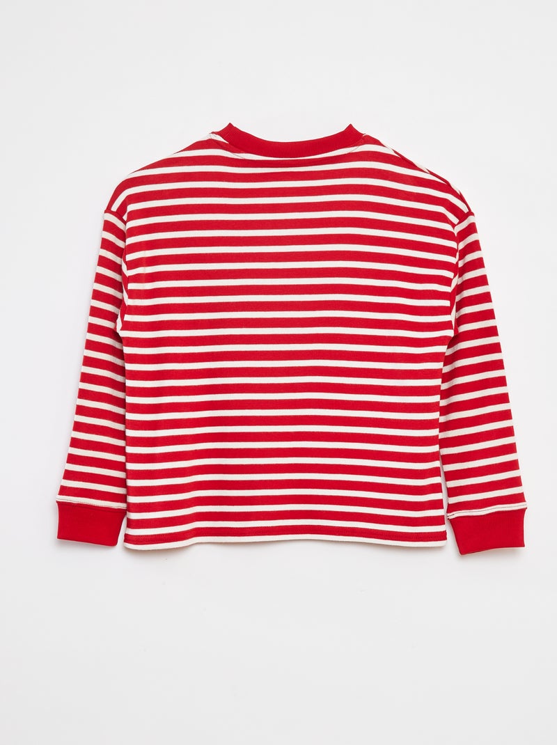 Gestreept T-shirt met lange mouw Rood - Kiabi