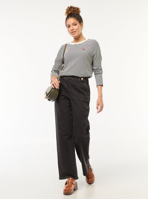 Gestreept T-shirt met lange mouwen en geborduurd hartje | 'JDY' - Kiabi