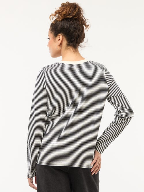 Gestreept T-shirt met lange mouwen en geborduurd hartje | 'JDY' - Kiabi