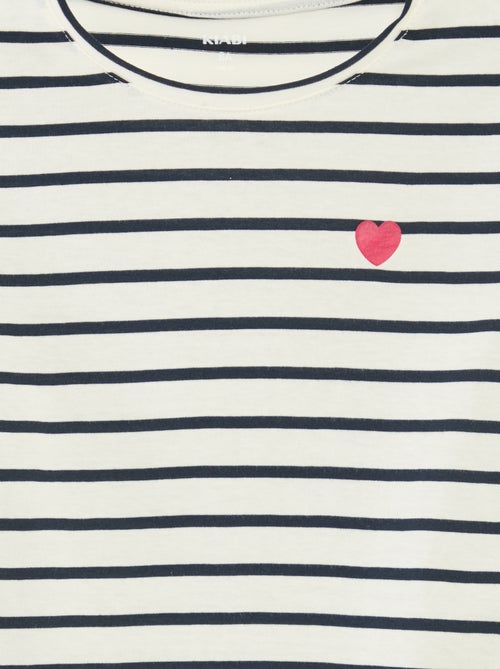 Gestreept T-shirt met lange mouwen en ronde hals - Kiabi