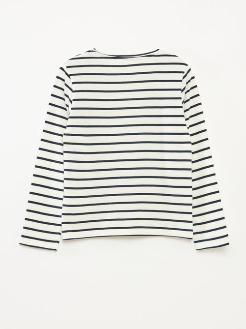 Gestreept T-shirt met lange mouwen en ronde hals - Kiabi