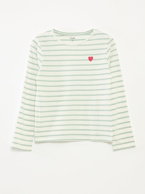 Gestreept T-shirt met lange mouwen en ronde hals - Kiabi