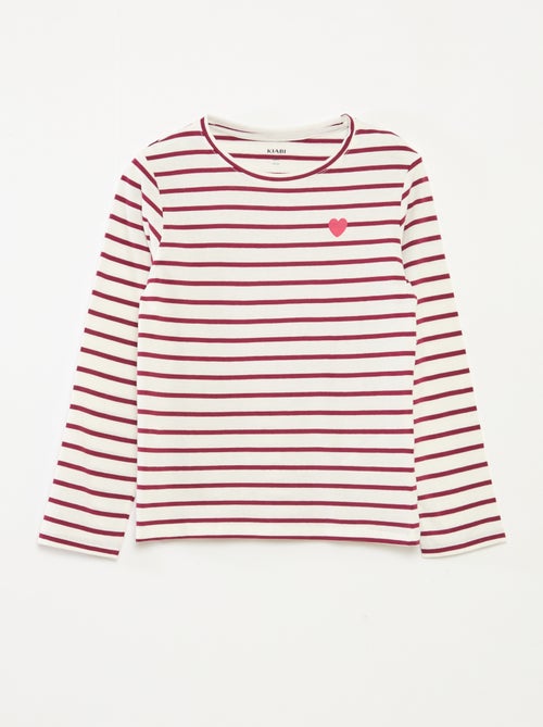 Gestreept T-shirt met lange mouwen en ronde hals - Kiabi
