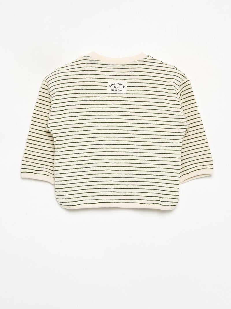 Gestreept T-shirt met lange mouwen Groen - Kiabi