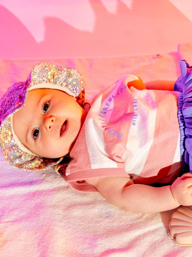 Gestreept T-shirt met opschrift roze gestreept - Kiabi