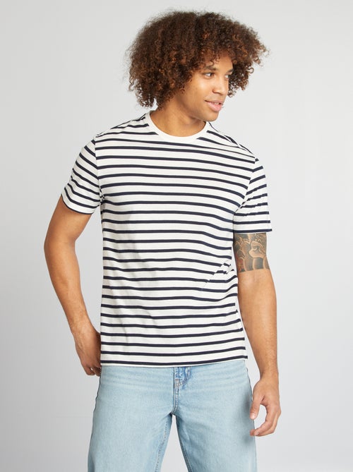 Gestreept T-shirt met ronde hals en korte mouw - Kiabi