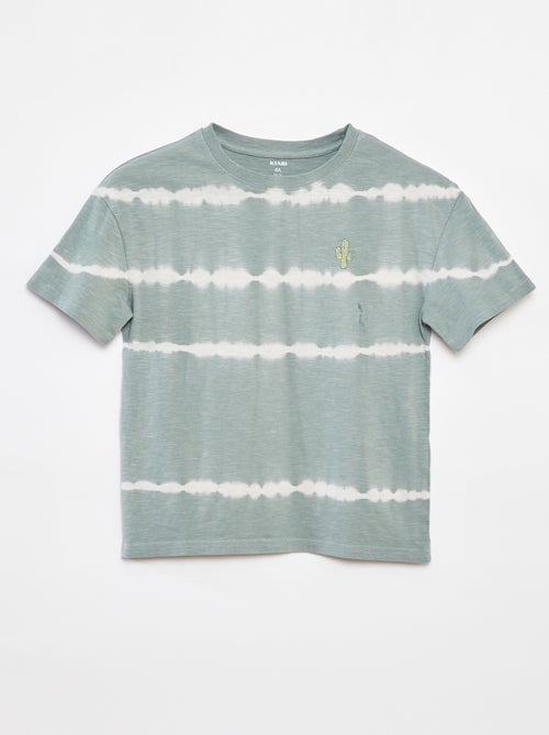 Gestreept T-shirt met tie-dyeprint - Kiabi