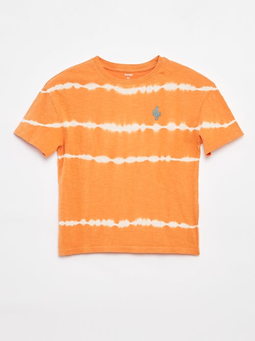 Gestreept T-shirt met tie-dyeprint - Kiabi