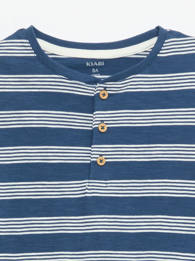 Gestreept T-shirt met tuniekkraag Blauw - Kiabi