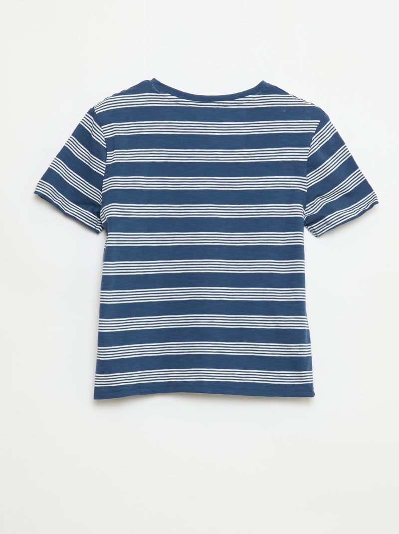 Gestreept T-shirt met tuniekkraag Blauw - Kiabi