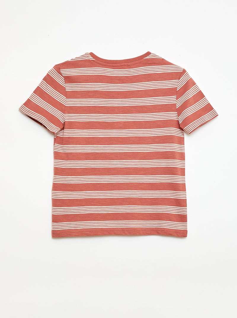 Gestreept T-shirt met tuniekkraag Bruin - Kiabi