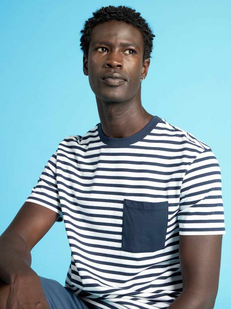 Gestreept T-shirt van jersey blauw - Kiabi