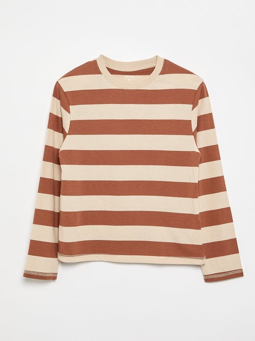 Gestreept T-shirt van jersey met lange mouwen - Kiabi